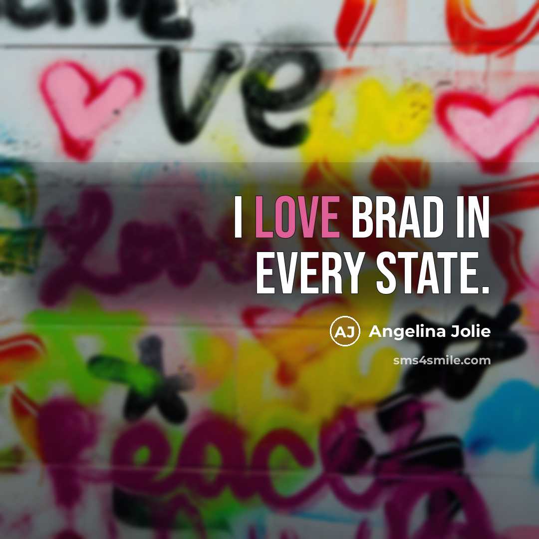 “I love Brad in every state.…” quote by Angelina Jolie