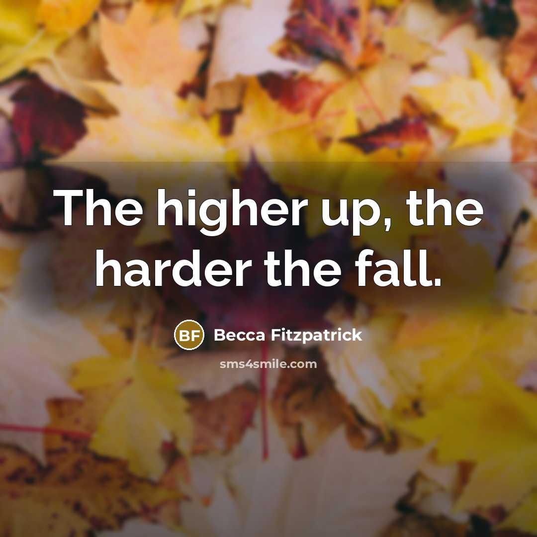 “The higher up, the harder the fall.…” quote by Becca Fitzpatrick