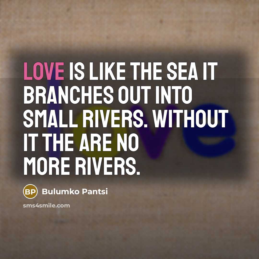 “Love is like the sea it branches out into small…” quote by Bulumko Pantsi