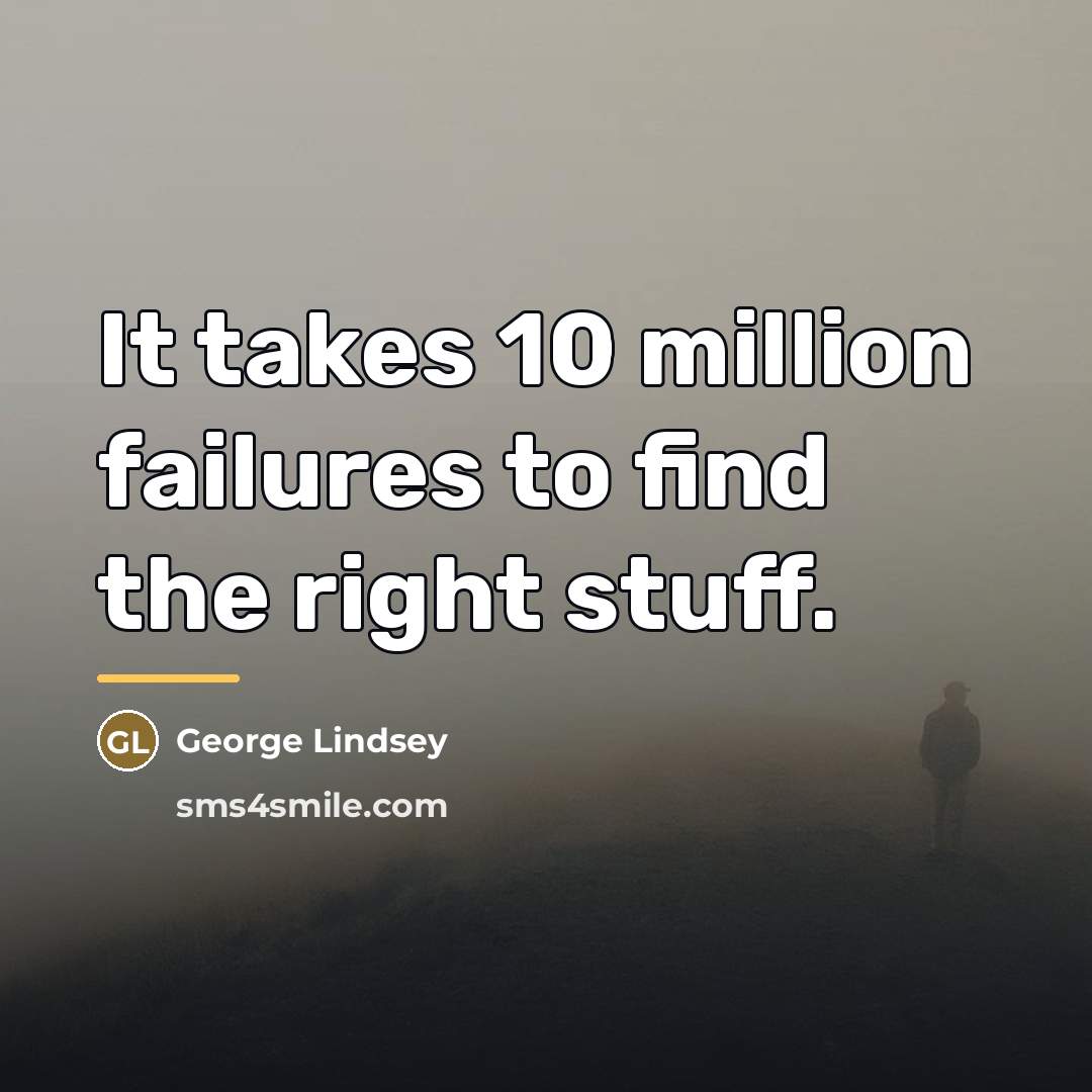 “It takes 10 million failures to find the right stuff.…” quote by George Lindsey
