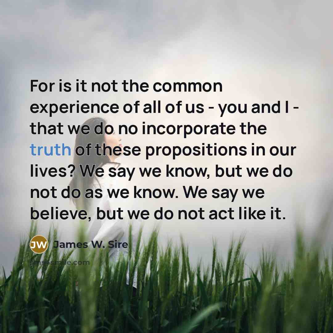 “For is it not the common experience of all of…” quote by James W. Sire