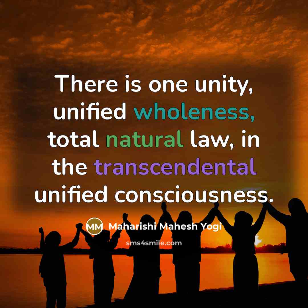 “There is one unity, unified wholeness, total natural law, in…” quote by Maharishi Mahesh Yogi