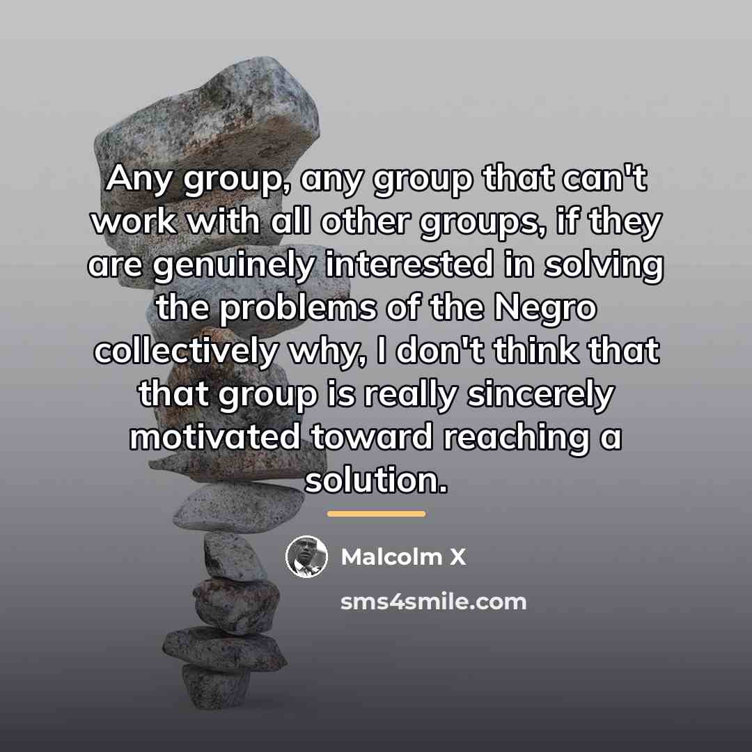 “Any group, any group that can't work with all other…” quote by Malcolm X