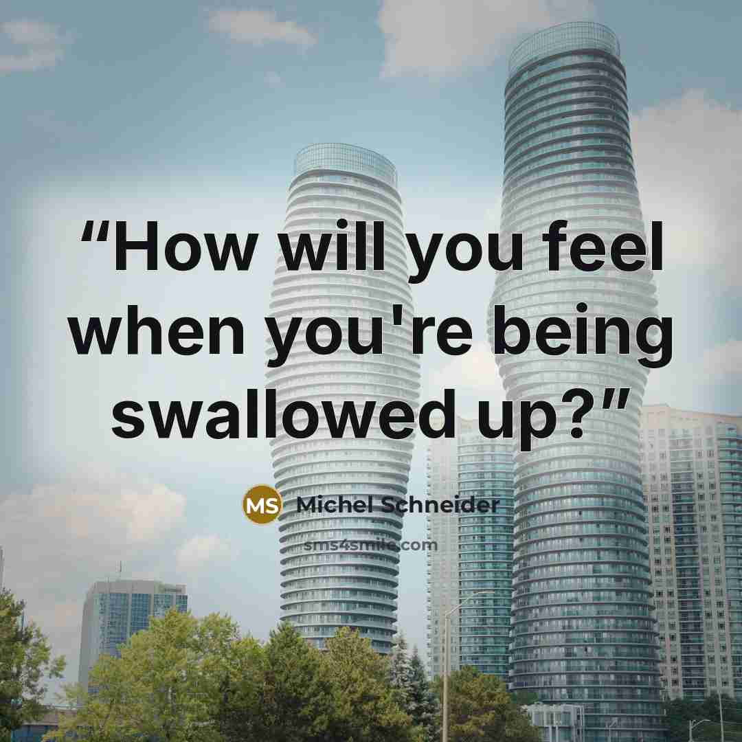 “How will you feel when you're being swallowed up?” quote by michel schneider