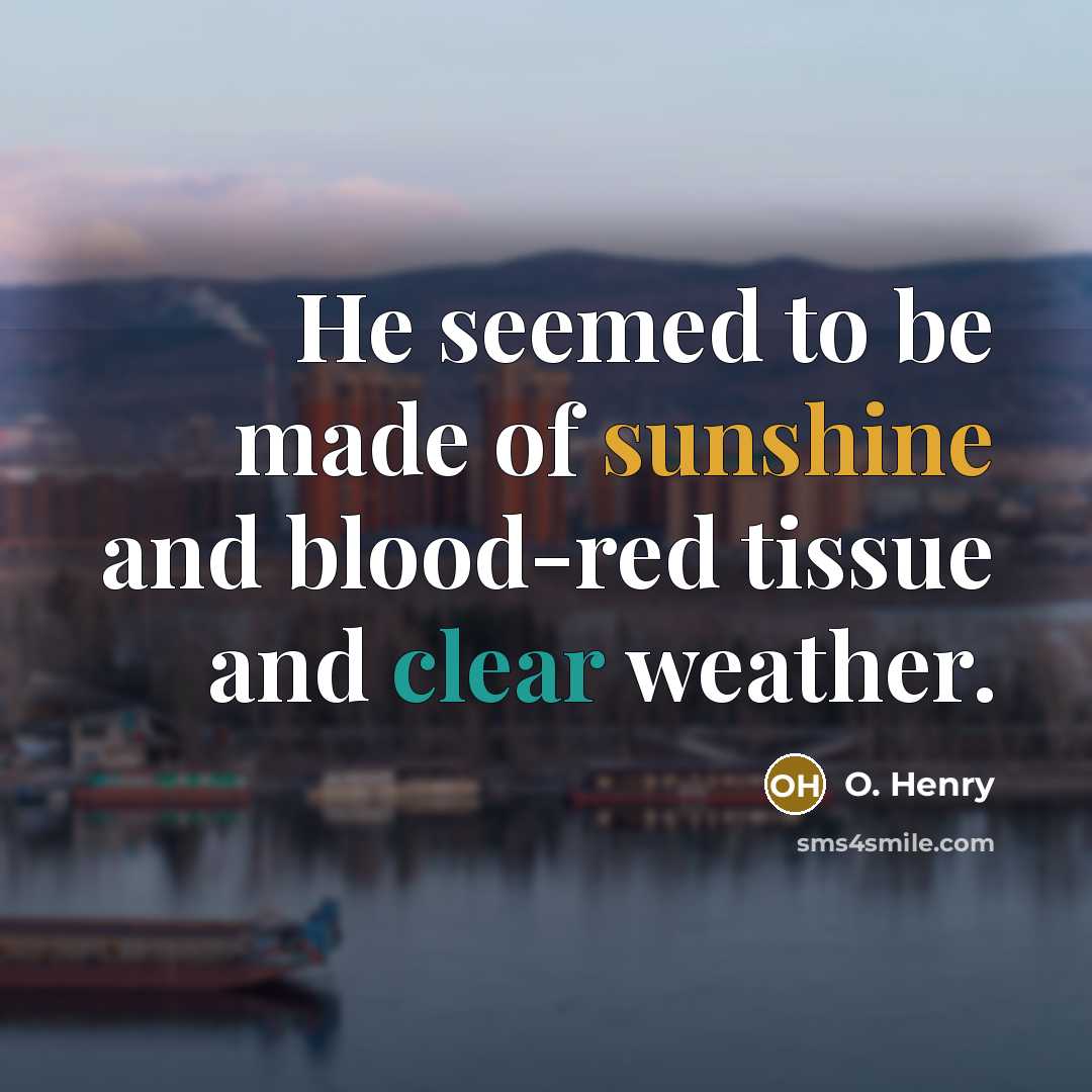 “He seemed to be made of sunshine and blood-red tissue…” quote by O. Henry