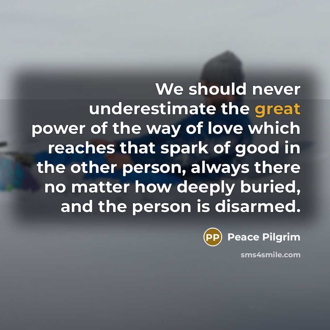 “We should never underestimate the great power of the way…” quote by Peace Pilgrim