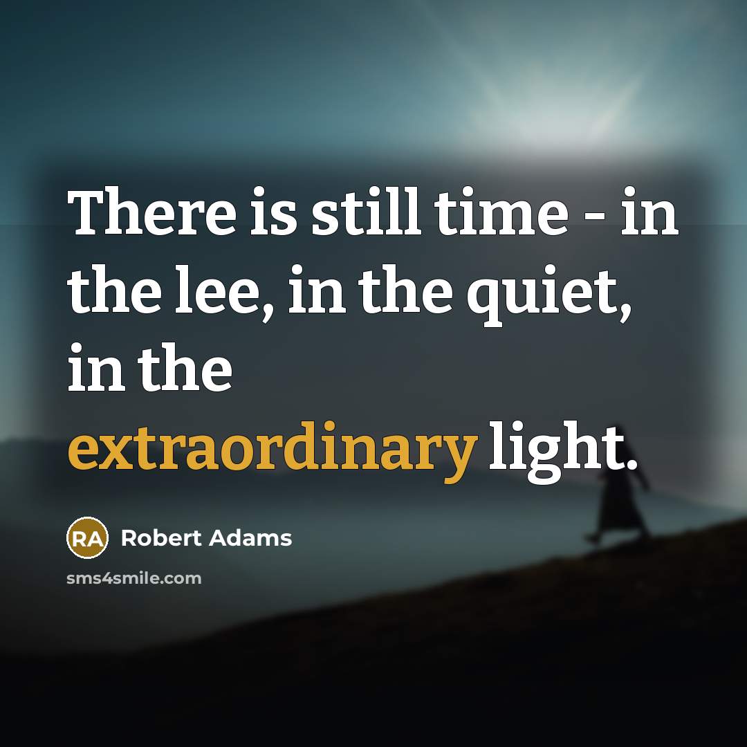 “There is still time - in the lee, in the…” quote by Robert Adams