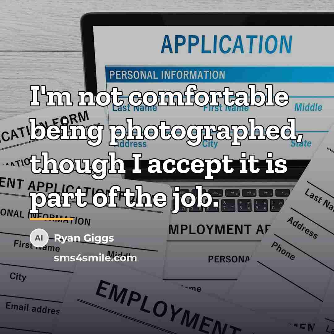 “I'm not comfortable being photographed, though I accept it is…” quote by Ryan Giggs