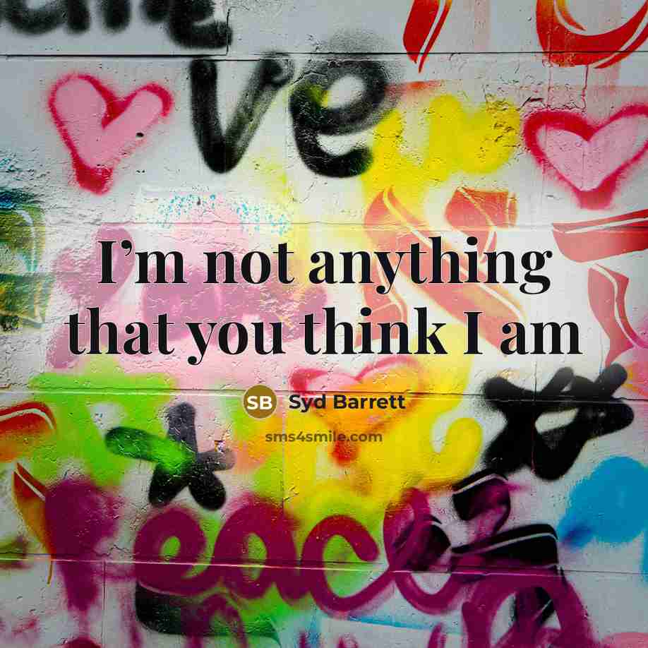 “I’m not anything that you think I am…” quote by Syd Barrett