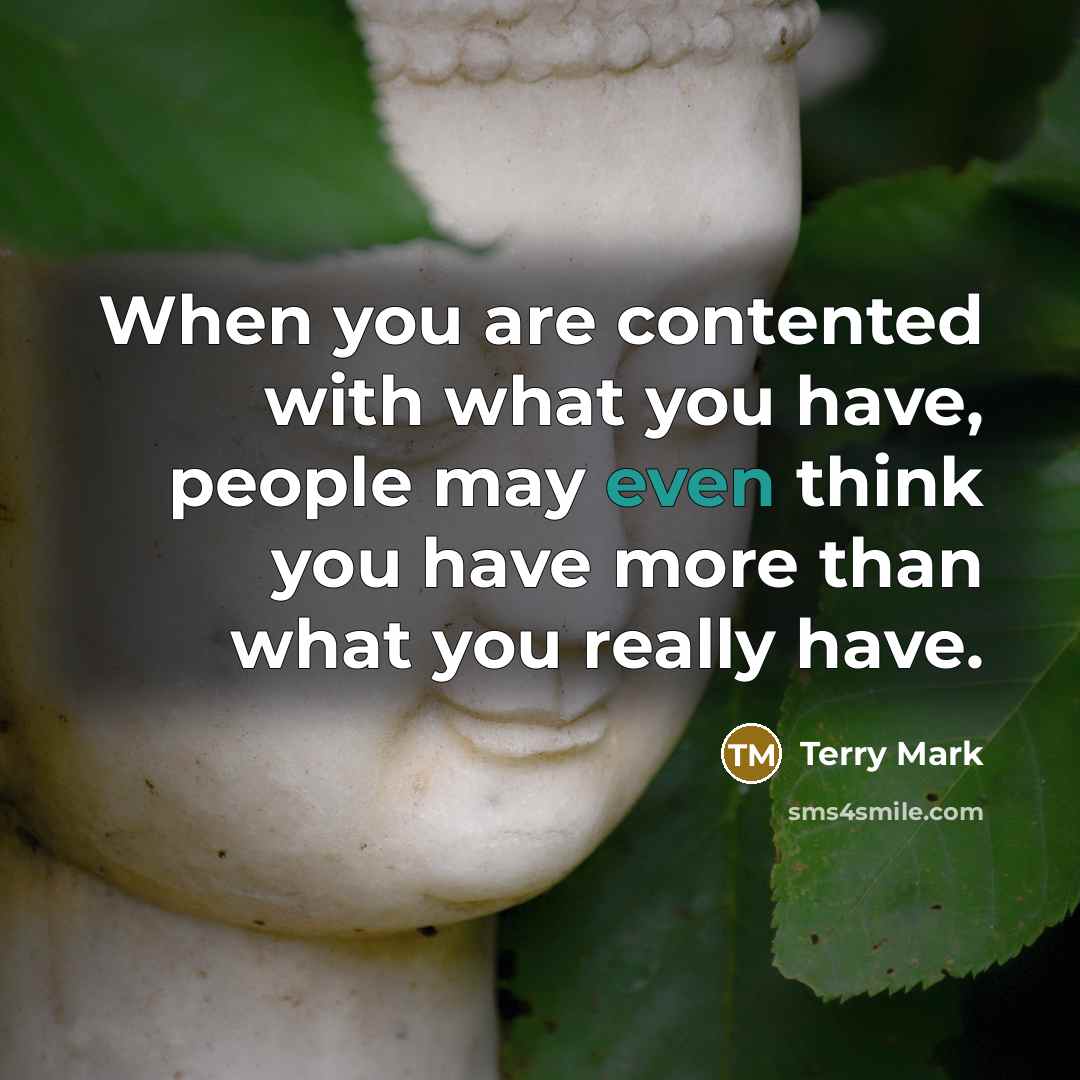 “When you are contented with what you have, people may…” quote by Terry Mark