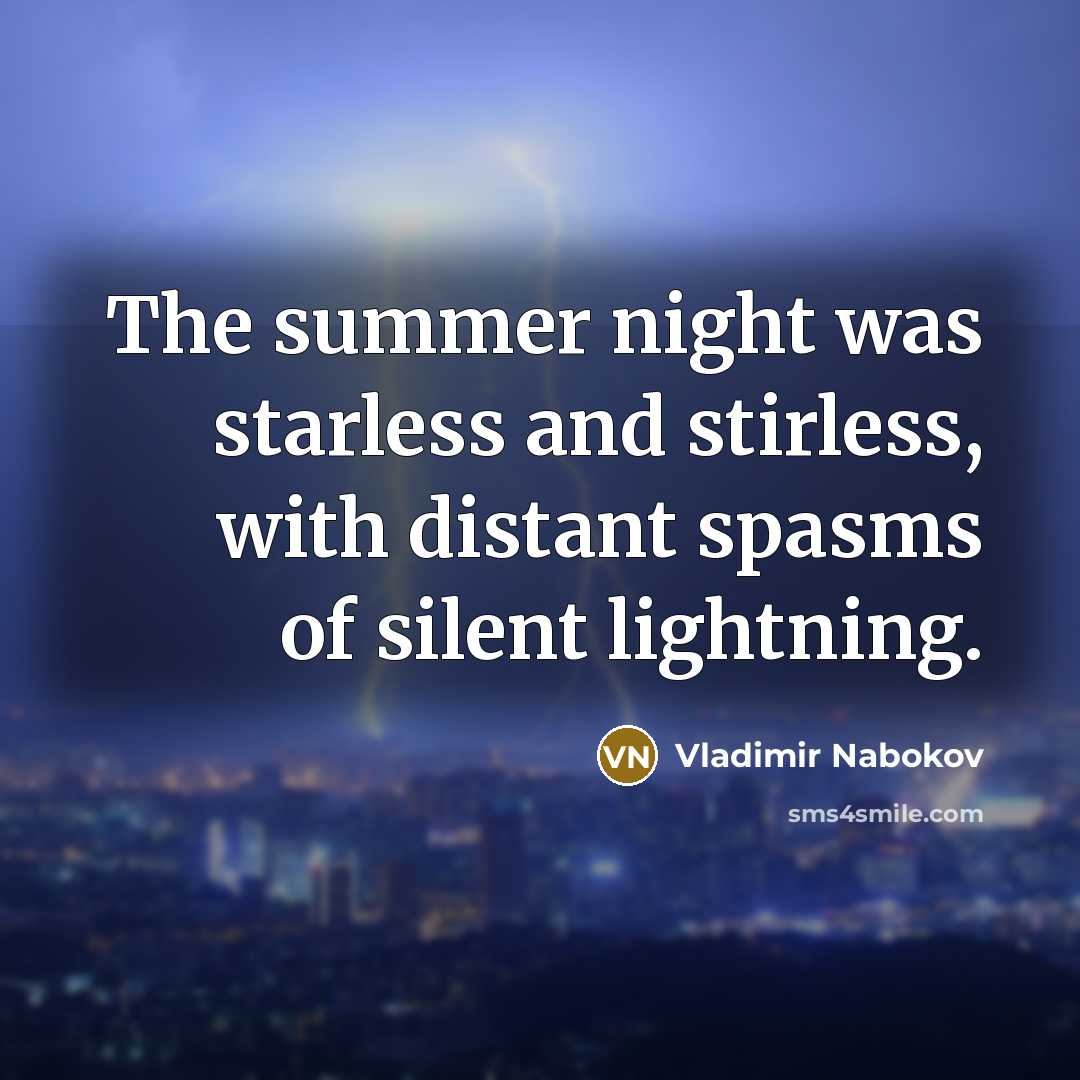 “The summer night was starless and stirless, with distant spasms…” quote by Vladimir Nabokov