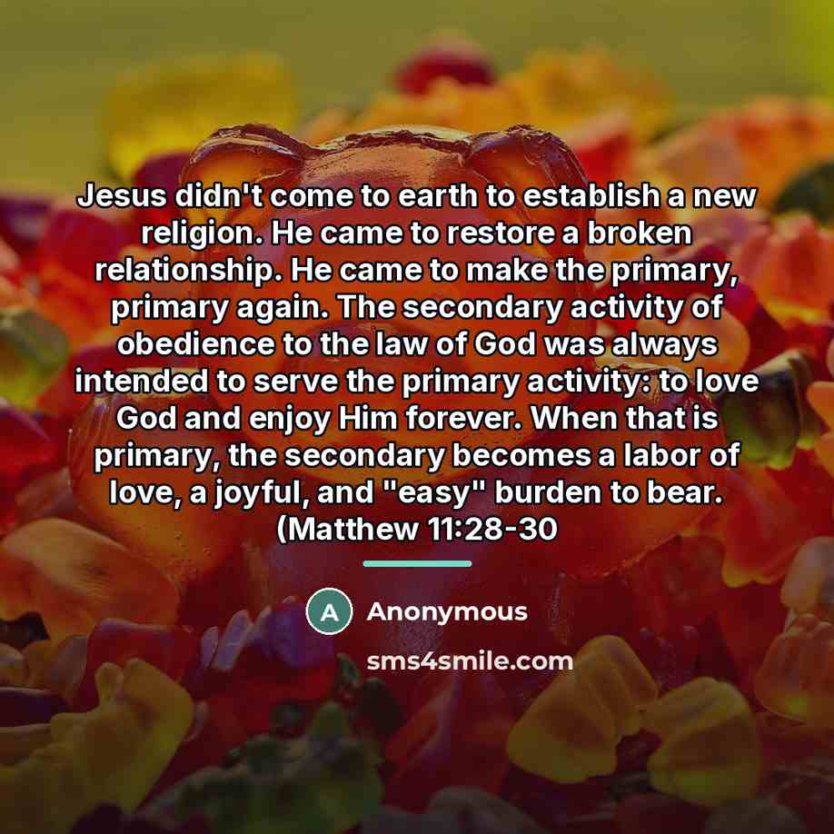“Jesus didn't come to earth to establish a new religion.…” quote by Anonymous