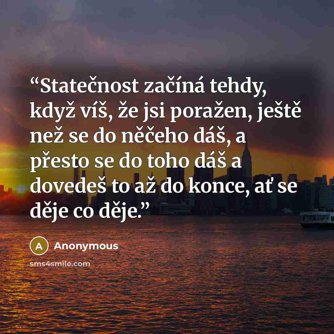 “Statečnost začíná tehdy, když víš, že jsi poražen, ještě než se do něčeho dáš, a přesto se do toho dáš a dovedeš to až do konce, ať se děje co děje.” quote by Anonymous