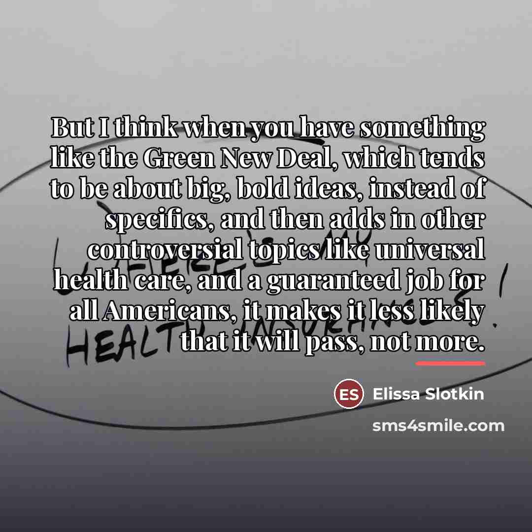 “But I think when you have something like the Green…” quote by Elissa Slotkin
