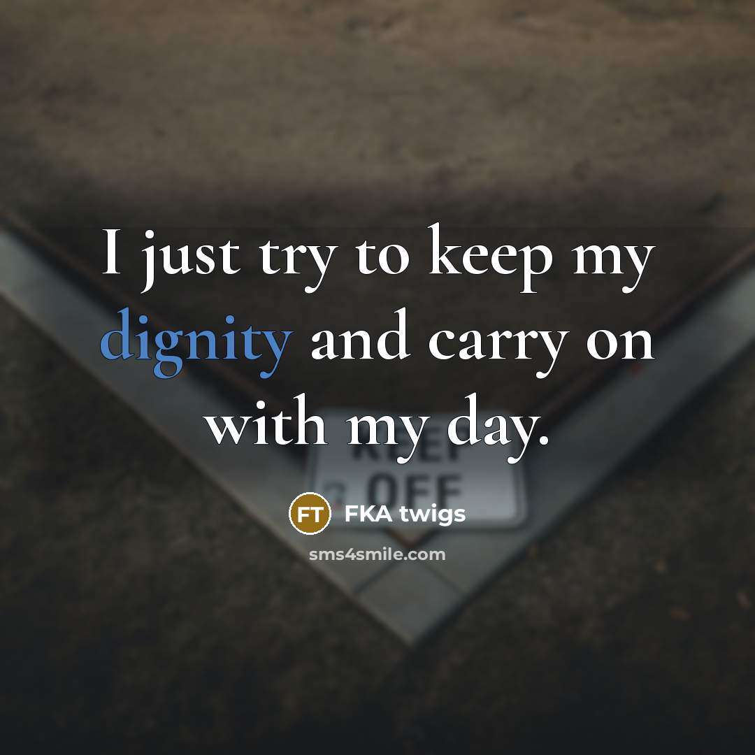 “I just try to keep my dignity and carry on…” quote by FKA twigs
