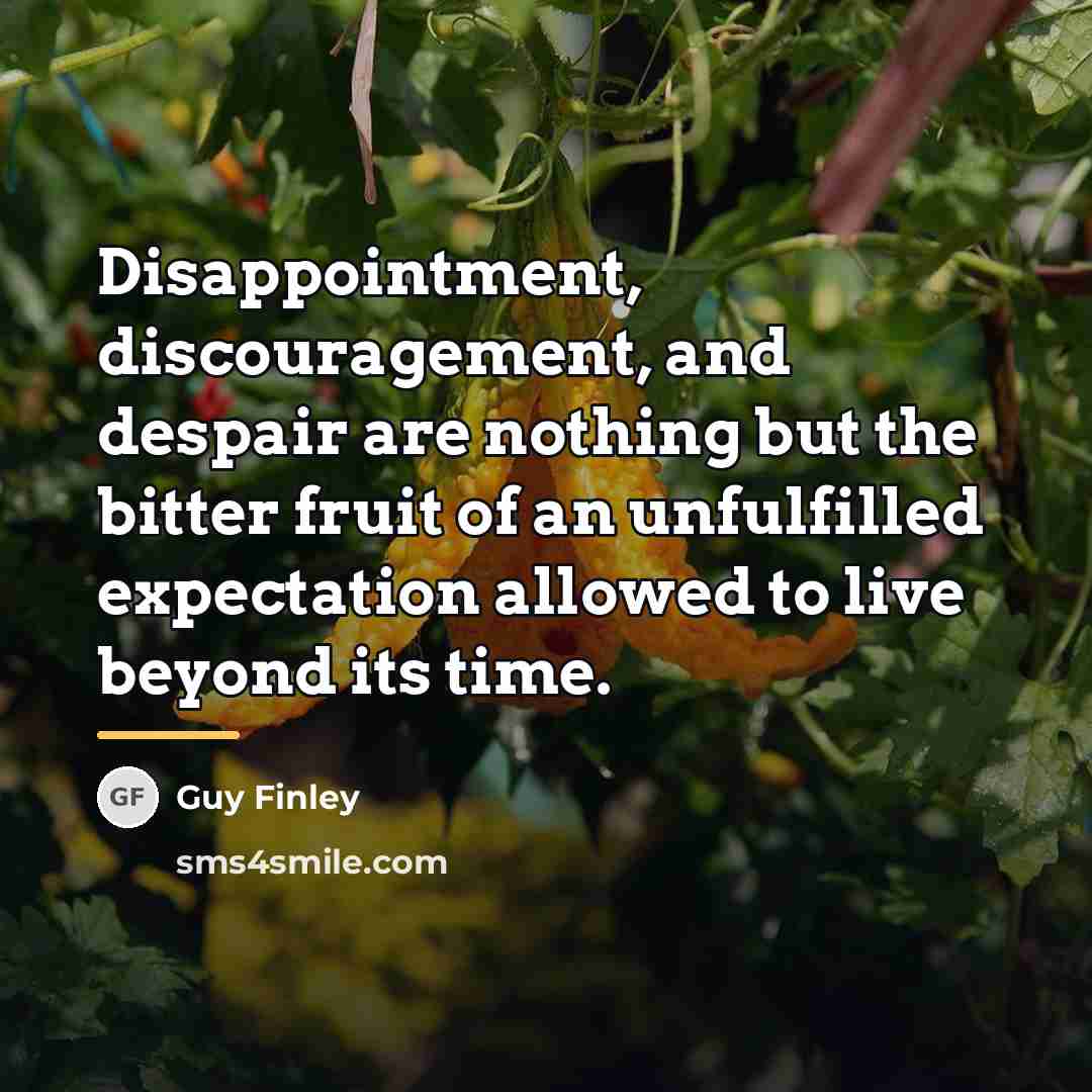 “Disappointment, discouragement, and despair are nothing but the bitter fruit…” quote by Guy Finley