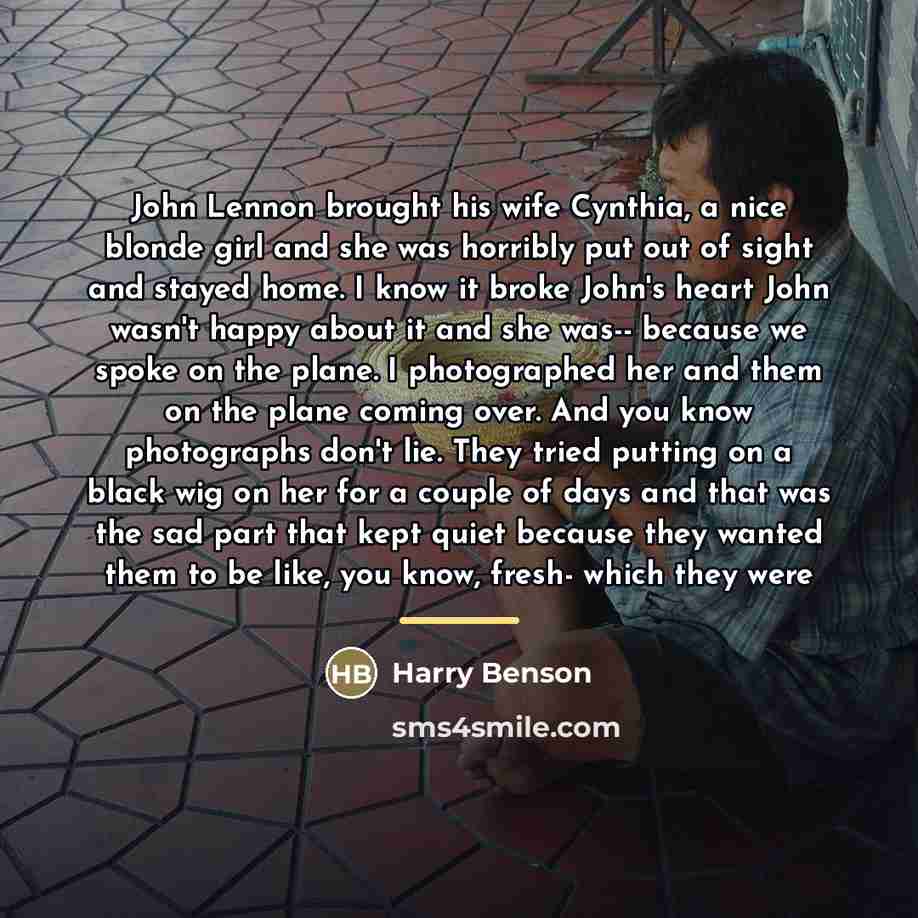 “John Lennon brought his wife Cynthia, a nice blonde girl…” quote by Harry Benson