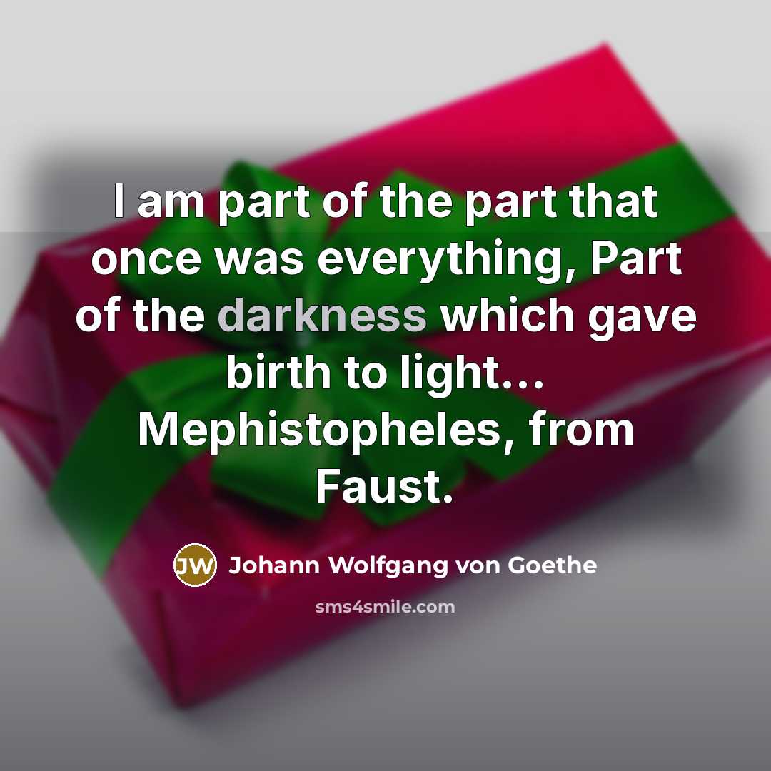“I am part of the part that once was everything,…” quote by Johann Wolfgang von Goethe