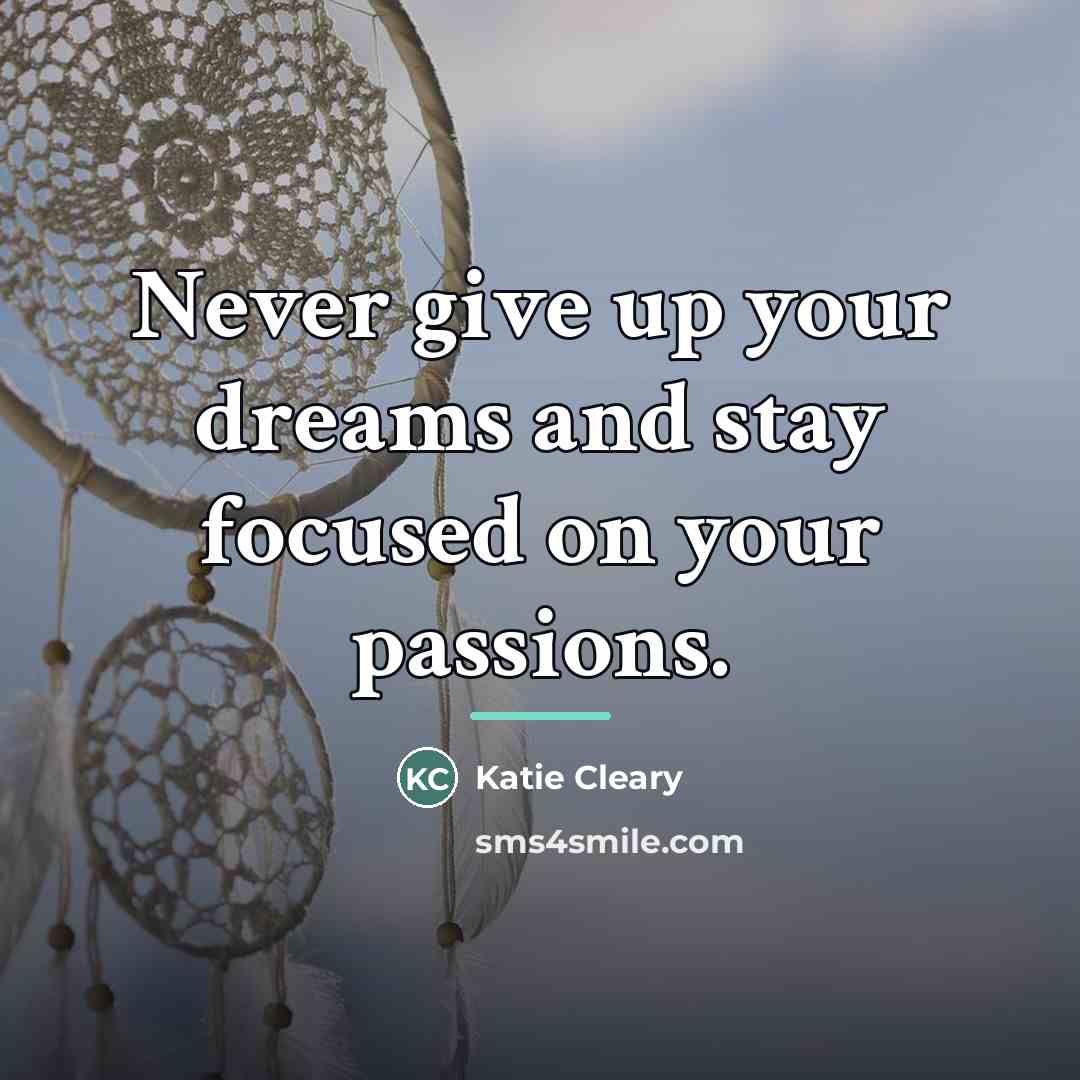 “Never give up your dreams and stay focused on your…” quote by Katie Cleary