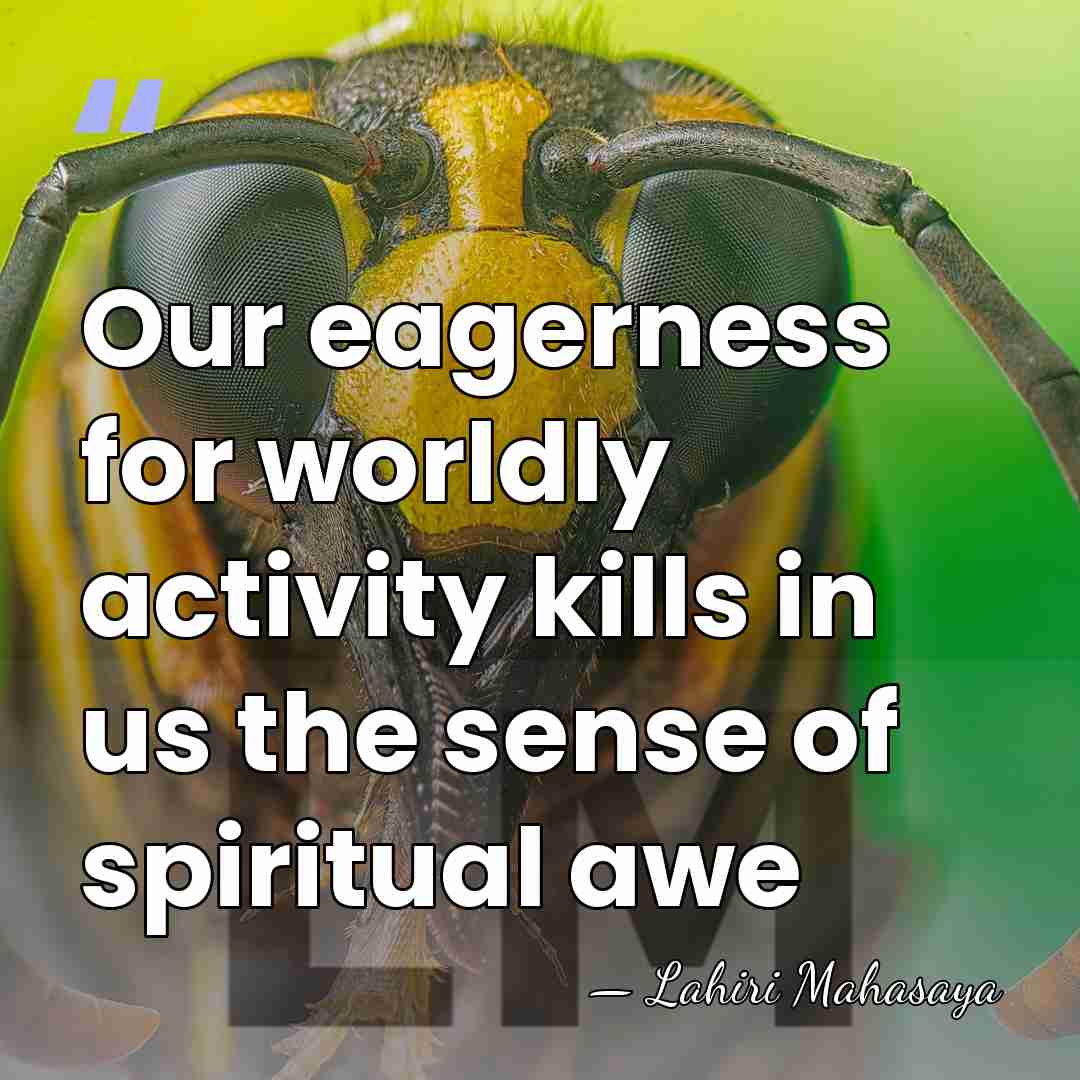 Our eagerness for worldly activity kills in us the sense of spiritual&hellip; - Lahiri Mahasaya