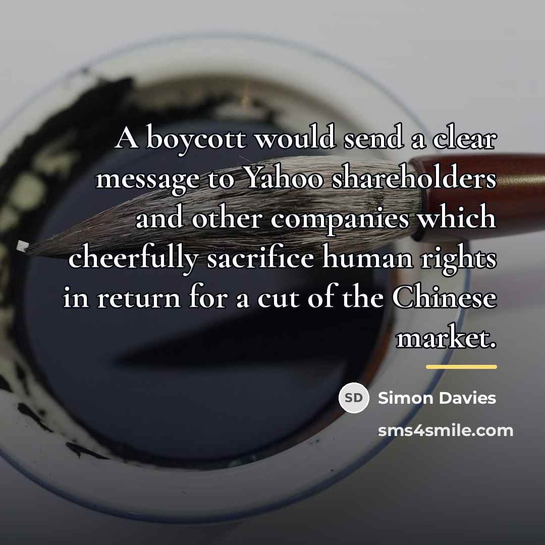 “A boycott would send a clear message to Yahoo shareholders…” quote by Anonymous