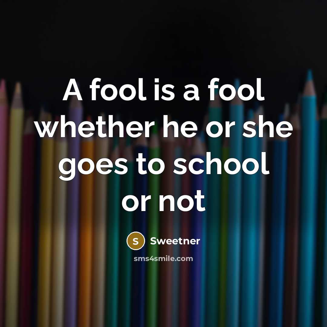 “A fool is a fool whether he or she goes…” quote by Sweetner