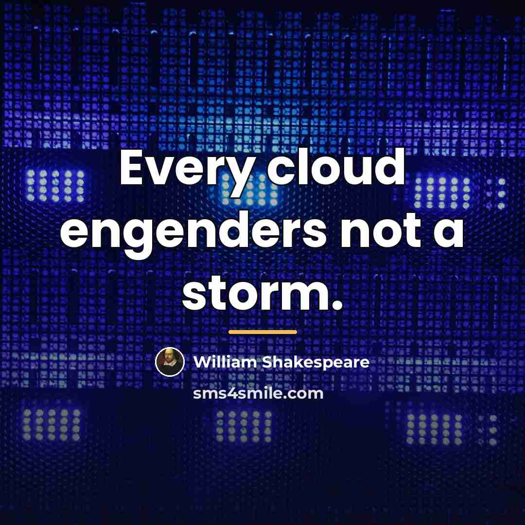 “Every cloud engenders not a storm.…” quote by William Shakespeare