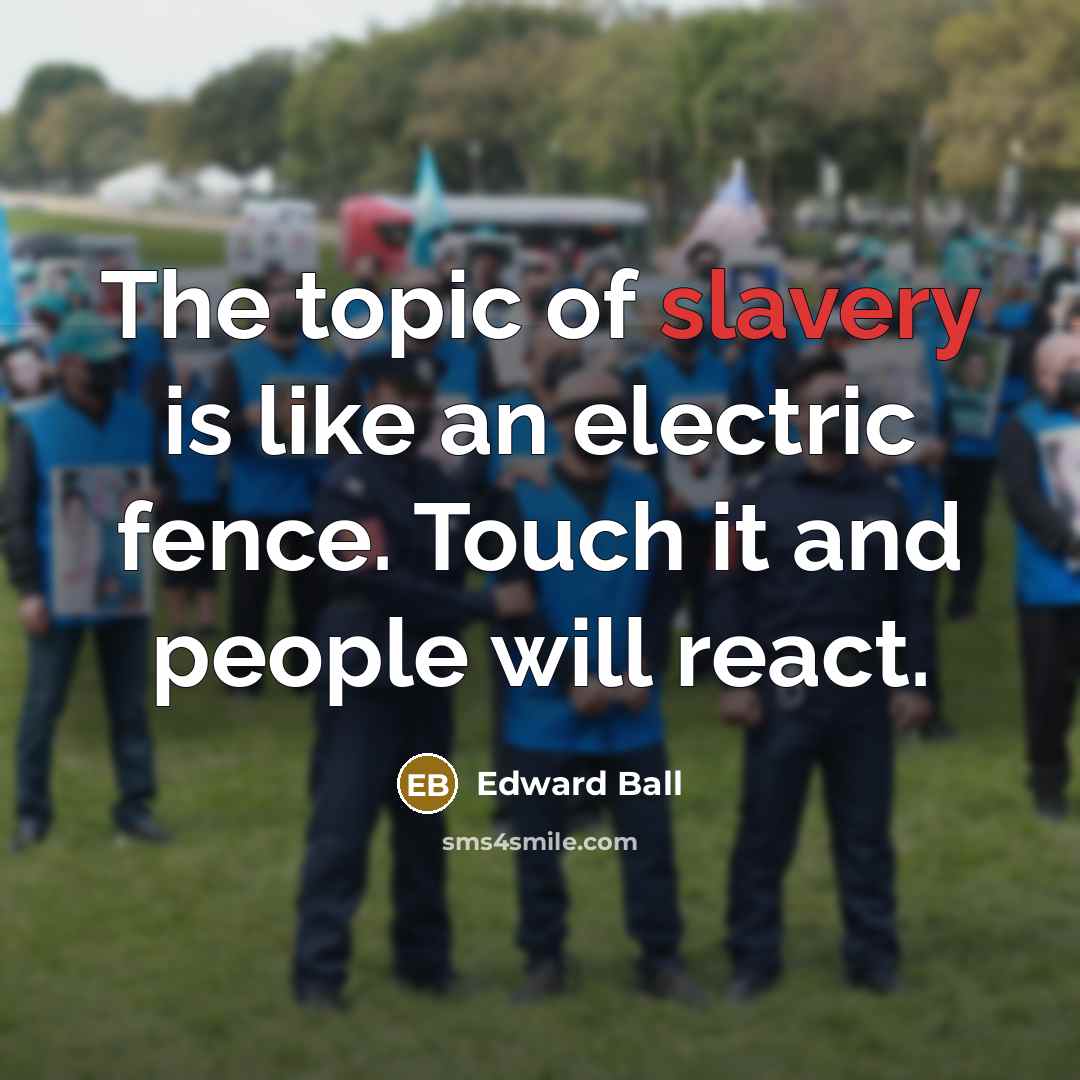 “The topic of slavery is like an electric fence. Touch…” quote by Edward Ball