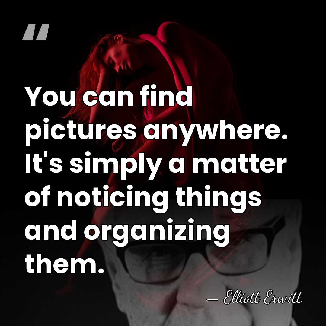 You can find pictures anywhere. It's simply a matter of noticing things&hellip; - Elliott Erwitt