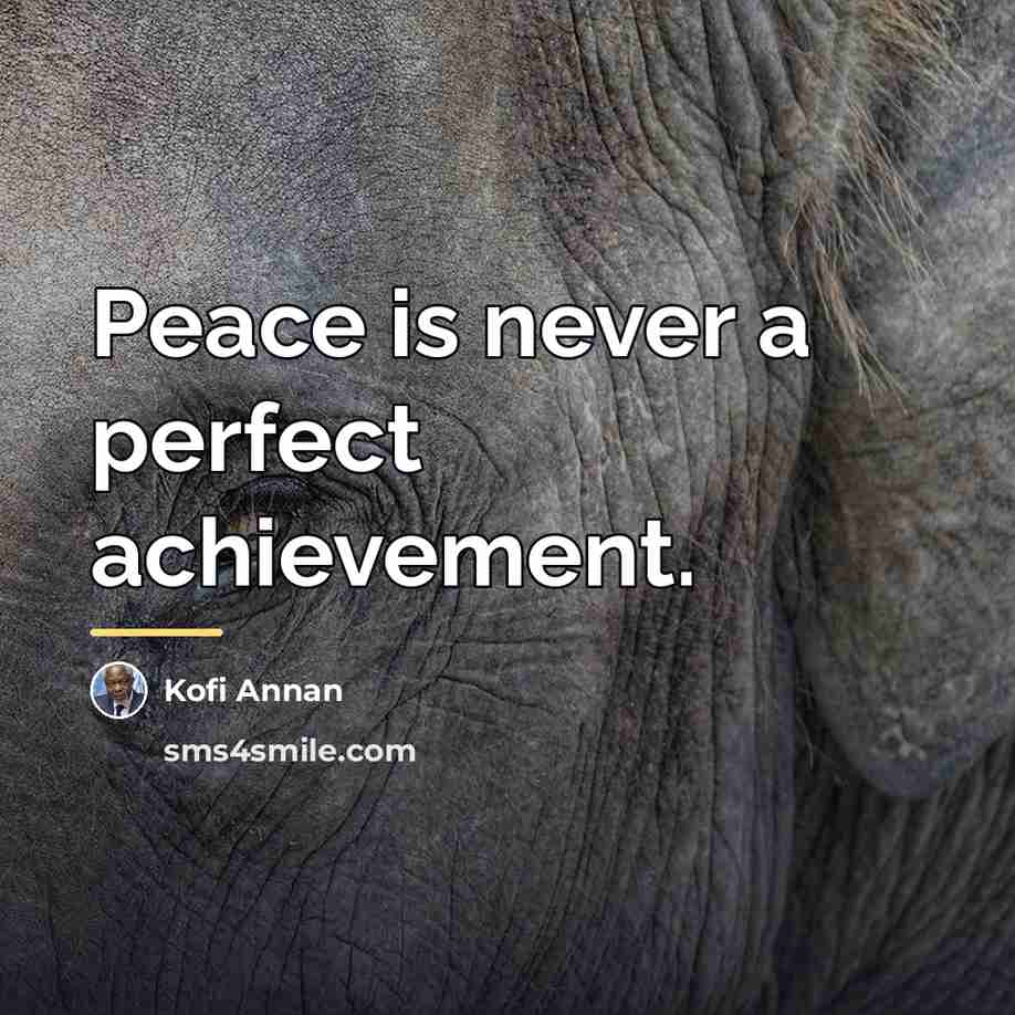 “Peace is never a perfect achievement.…” quote by Kofi Annan