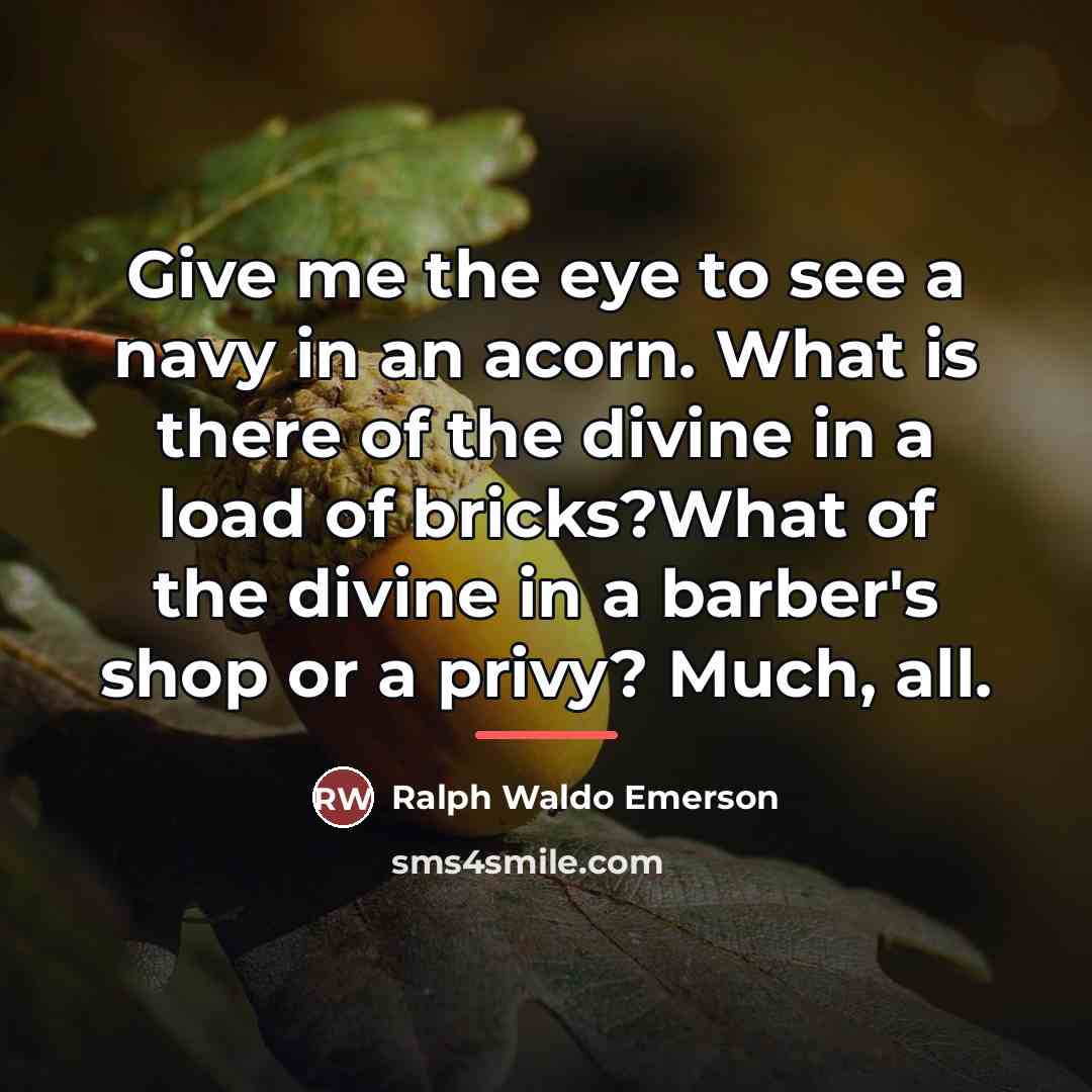 “Give me the eye to see a navy in an…” quote by Ralph Waldo Emerson