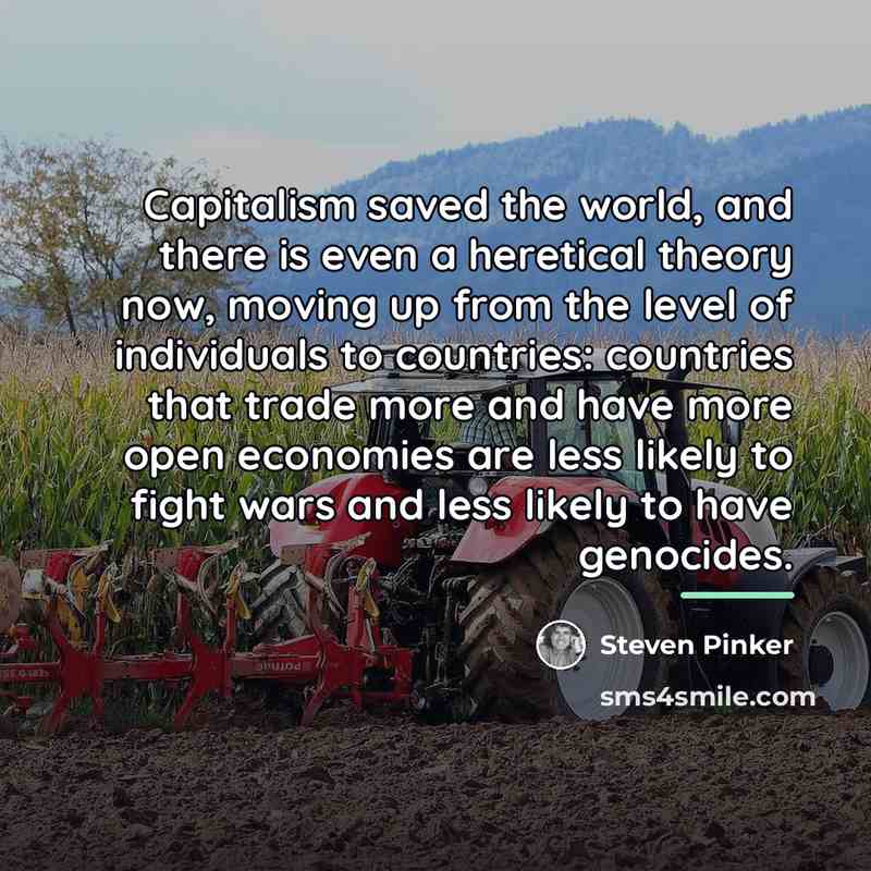 “Capitalism saved the world, and there is even a heretical…” quote by Steven Pinker