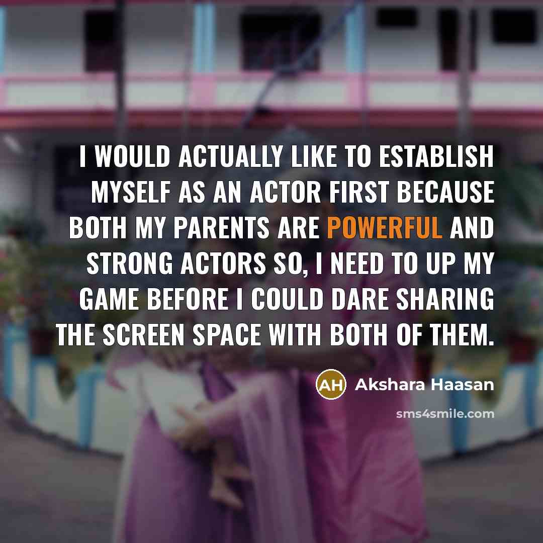 “I would actually like to establish myself as an actor…” quote by Akshara Haasan