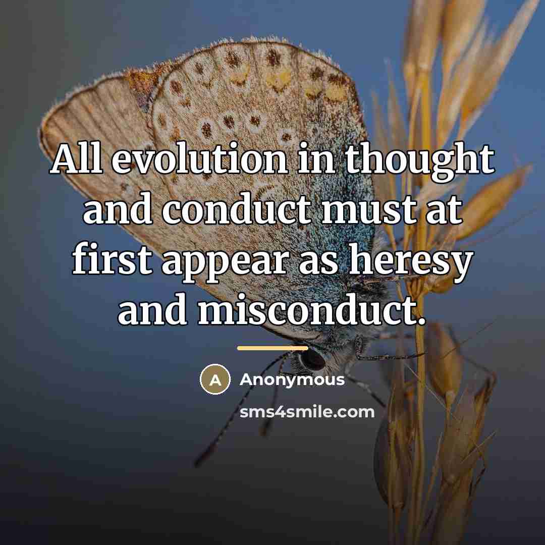 “All evolution in thought and conduct must at first appear…” quote by Anonymous