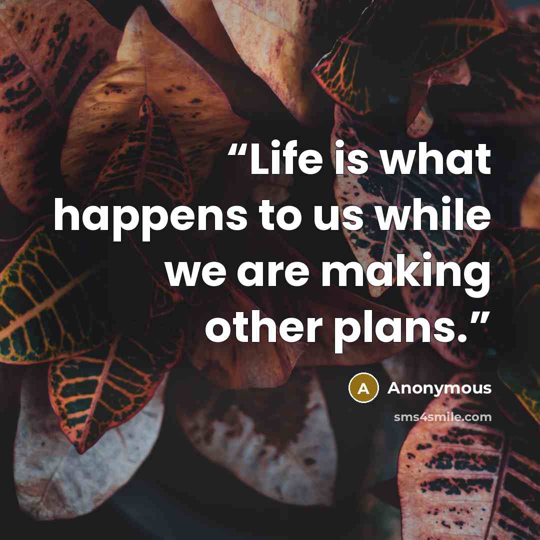 “Life is what happens to us while we are making other plans.” quote by Anonymous
