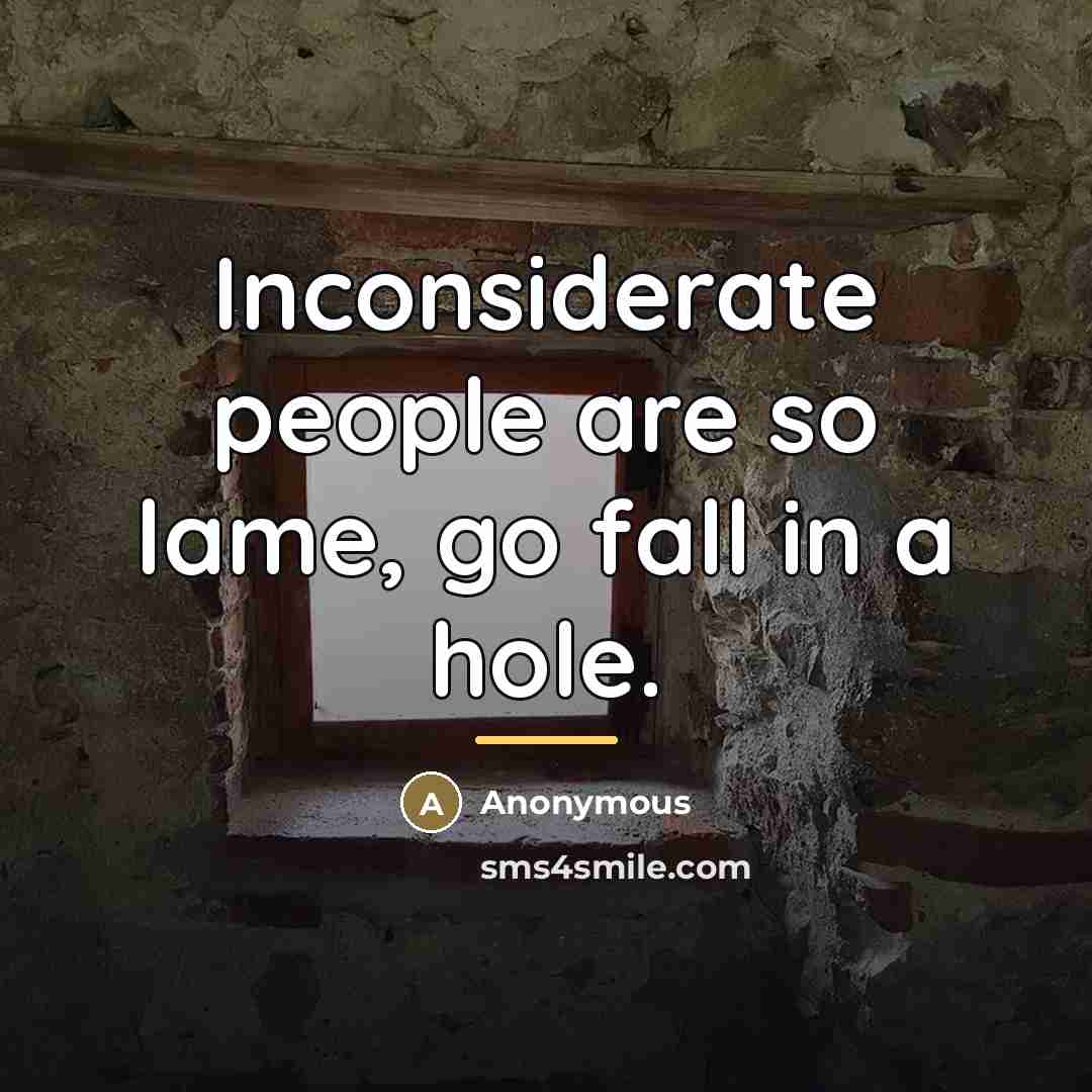“Inconsiderate people are so lame, go fall in a hole.…” quote by Anonymous