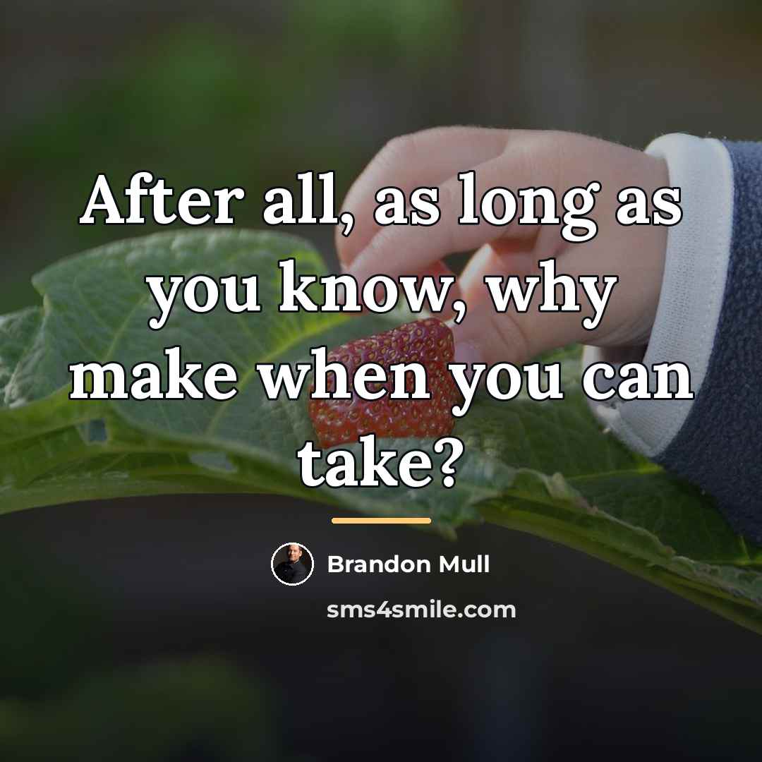 “After all, as long as you know, why make when…” quote by Brandon Mull
