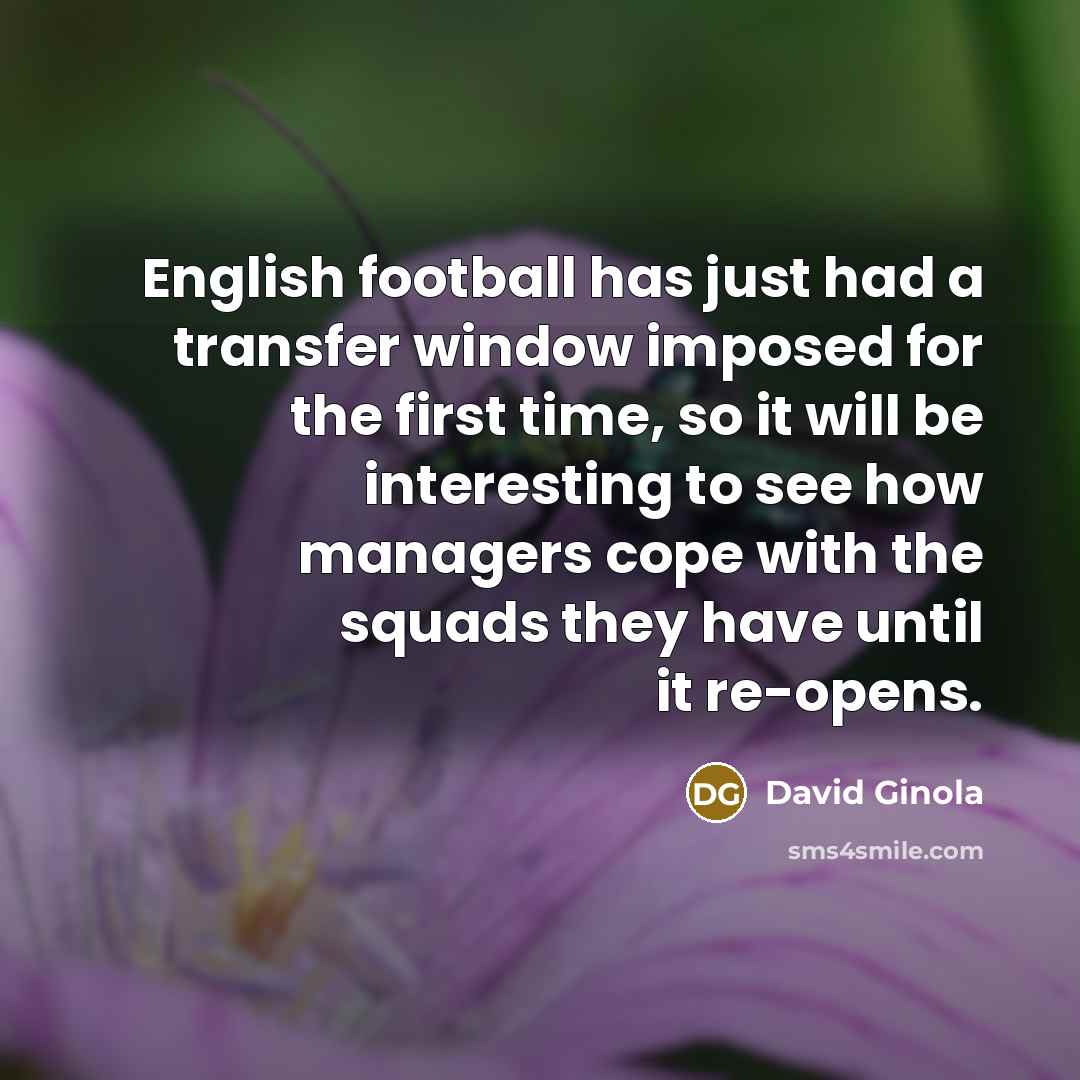 “English football has just had a transfer window imposed for…” quote by David Ginola