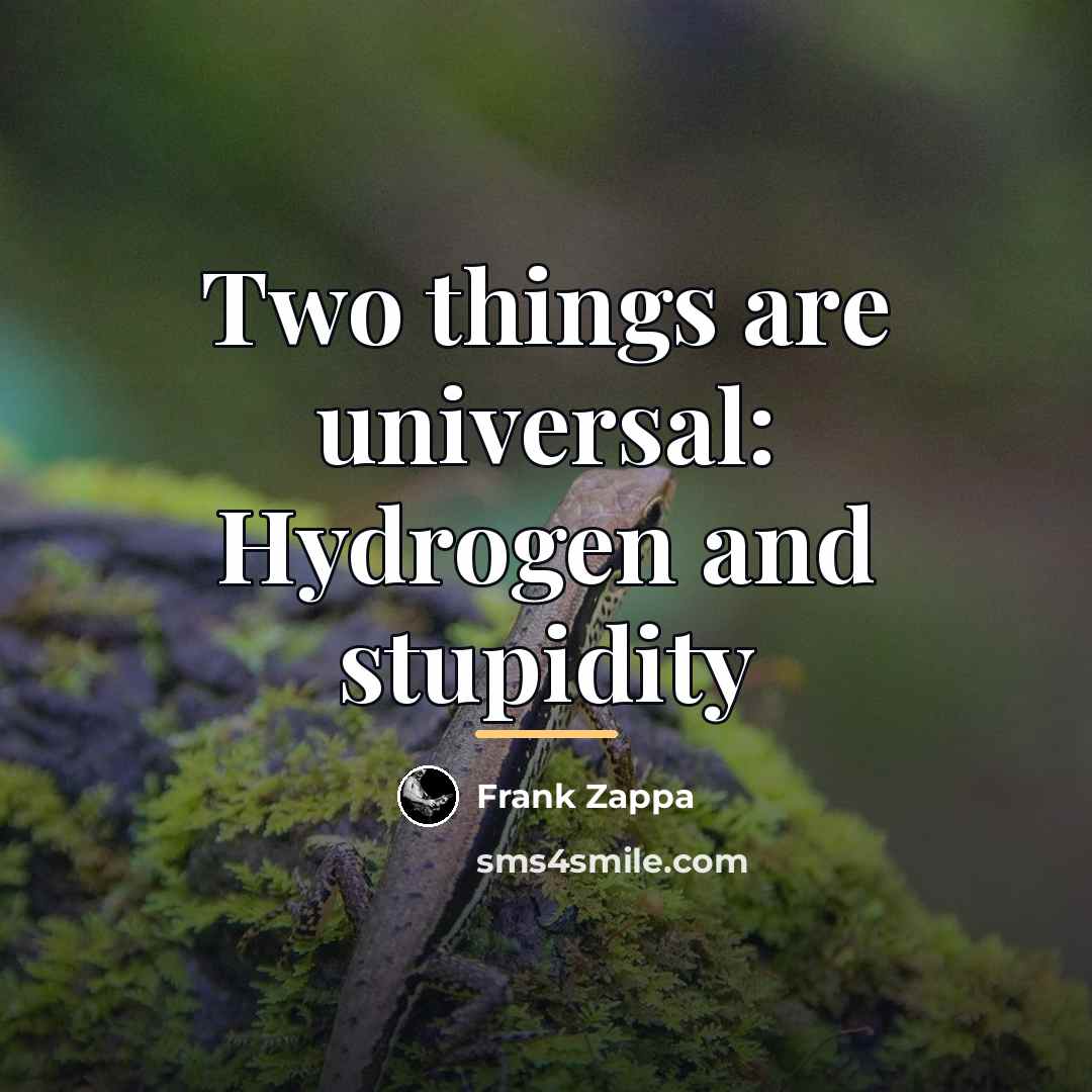 “Two things are universal: Hydrogen and stupidity…” quote by Frank Zappa