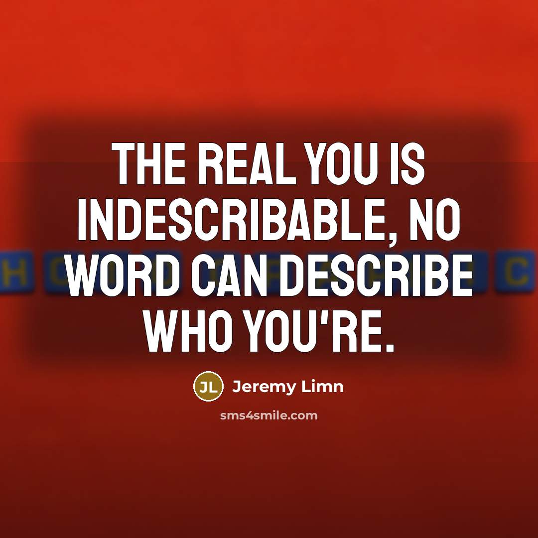 “The real you is indescribable, no word can describe who…” quote by Jeremy Limn
