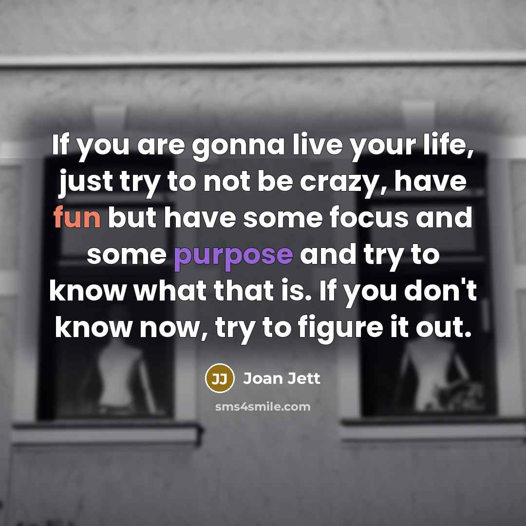 “If you are gonna live your life, just try to…” quote by Joan Jett