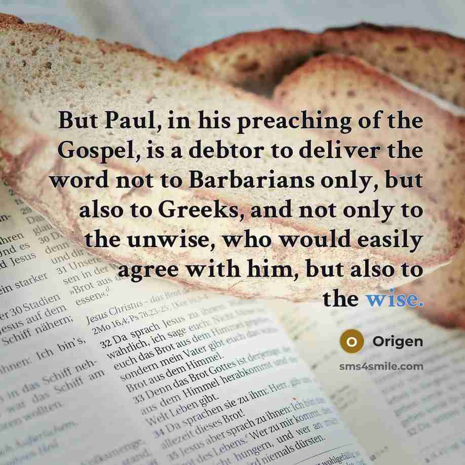 “But Paul, in his preaching of the Gospel, is a…” quote by Origen