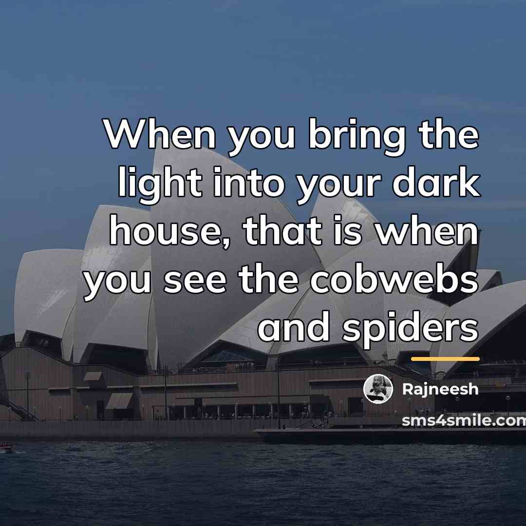 “When you bring the light into your dark house, that…” quote by Rajneesh