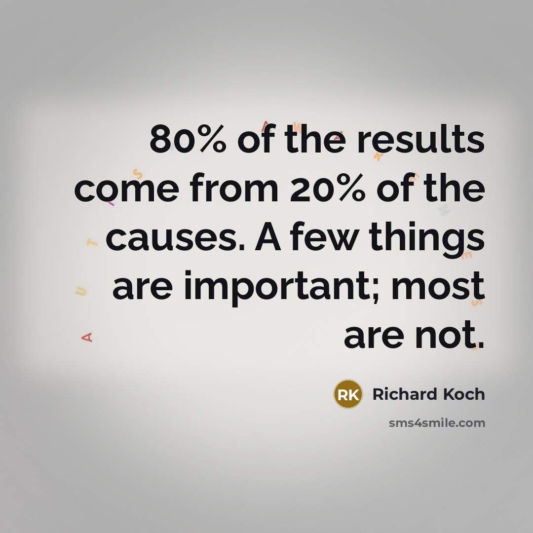 “80% of the results come from 20% of the causes.…” quote by Richard Koch