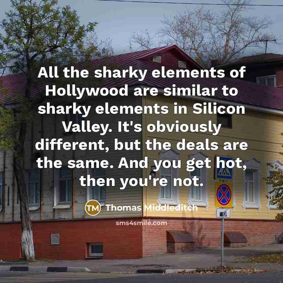“All the sharky elements of Hollywood are similar to sharky…” quote by Thomas Middleditch