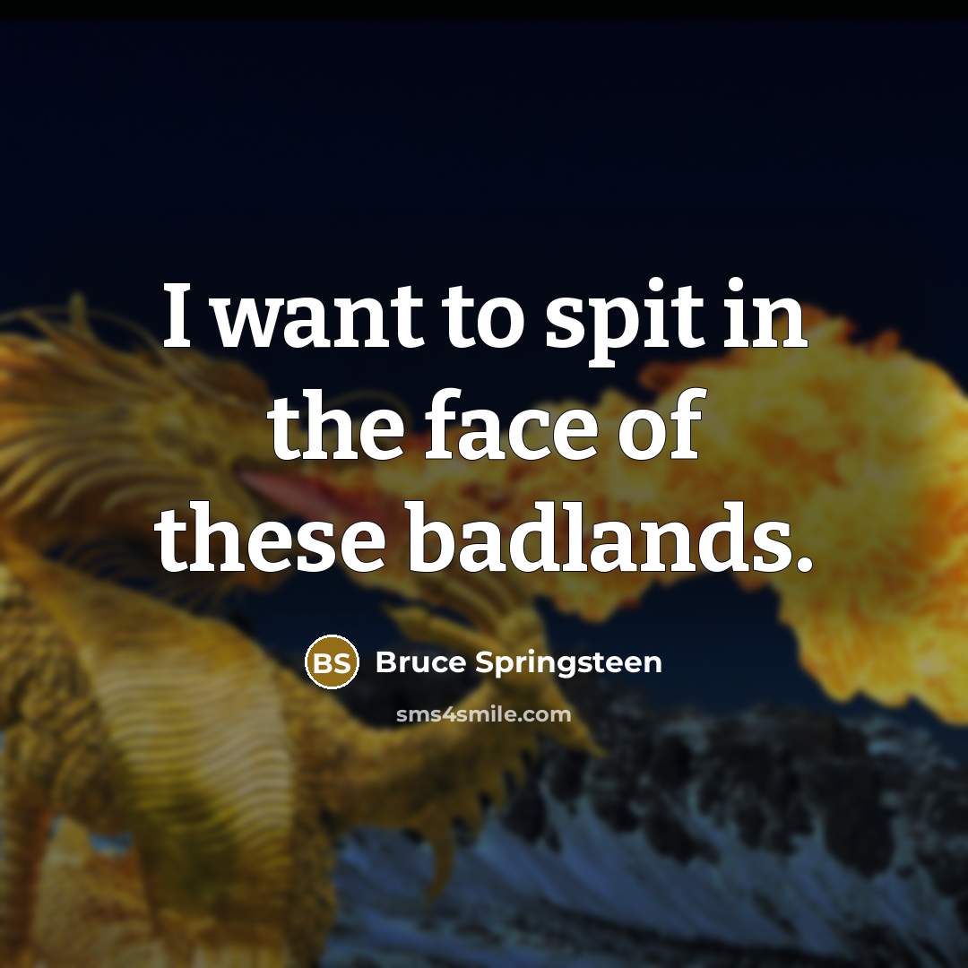 “I want to spit in the face of these badlands.…” quote by Bruce Springsteen