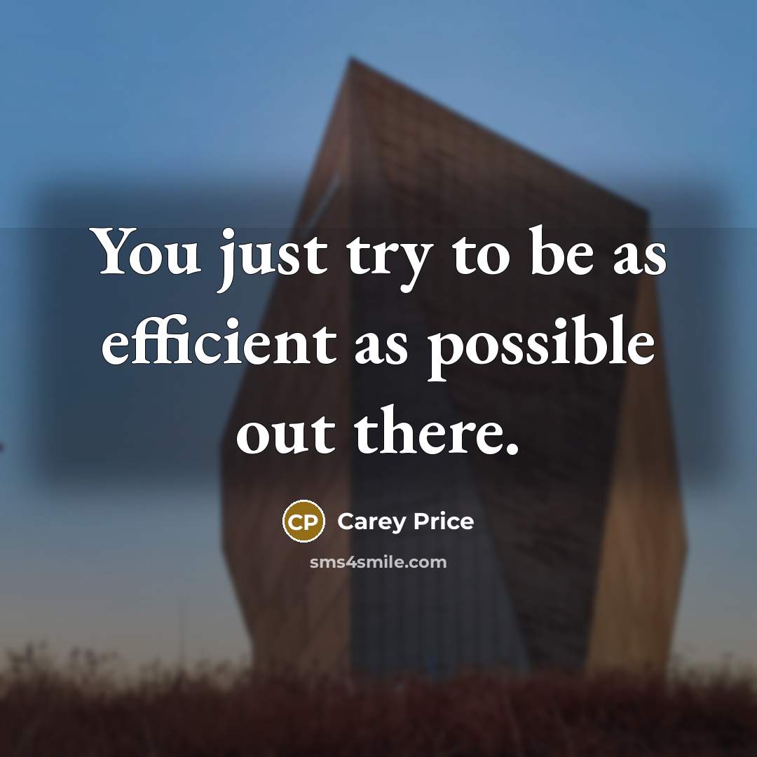 “You just try to be as efficient as possible out…” quote by Carey Price