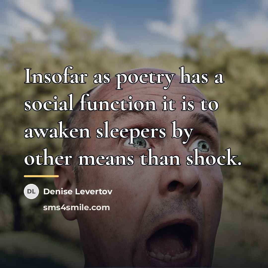 “Insofar as poetry has a social function it is to…” quote by Denise Levertov