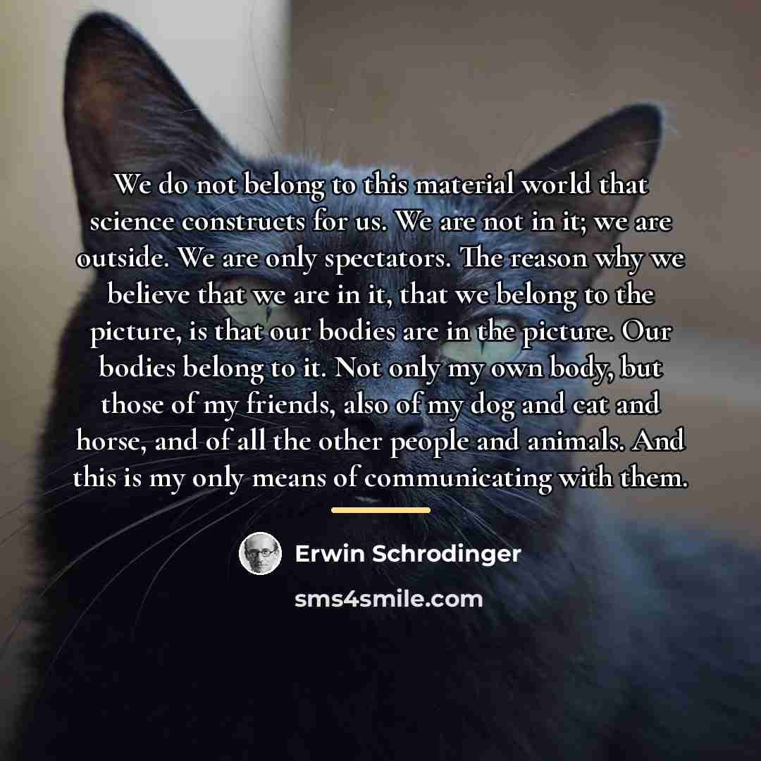 “We do not belong to this material world that science…” quote by Erwin Schrodinger