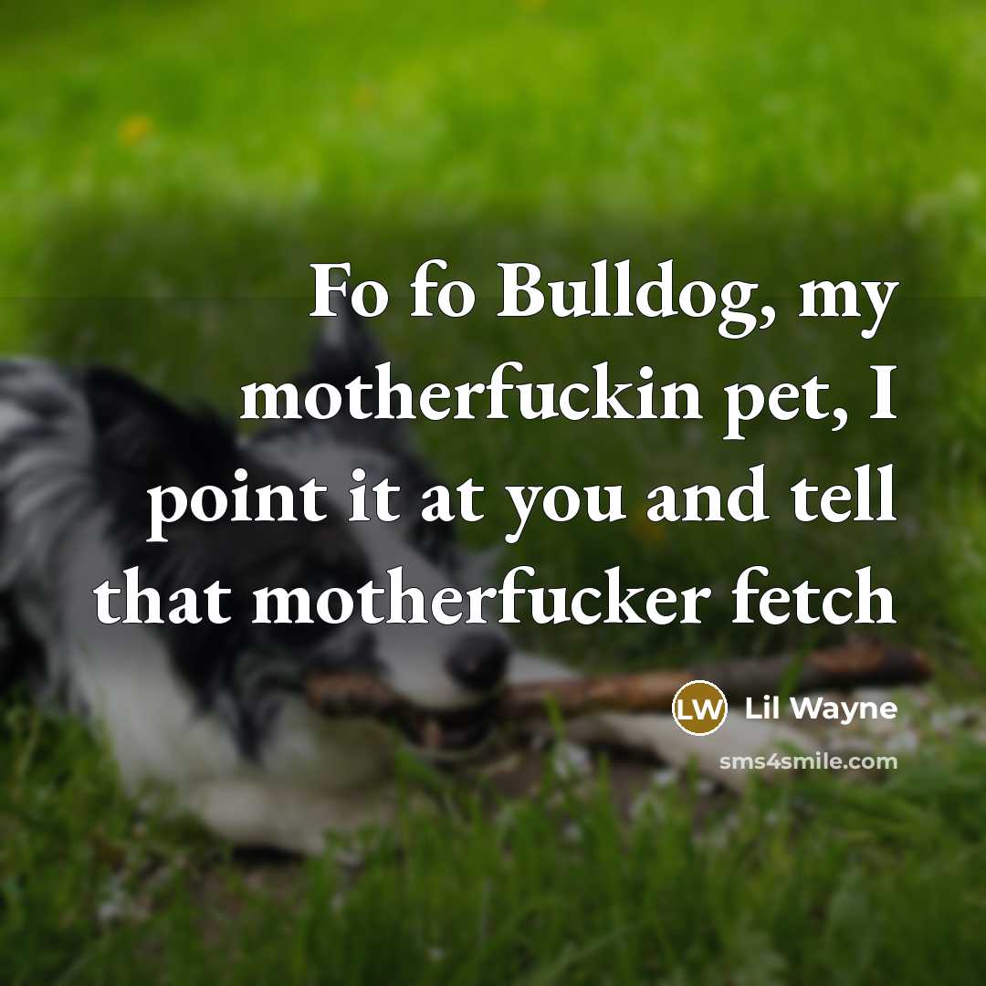 “Fo fo Bulldog, my motherfuckin pet, I point it at you and tell that motherfucker fetch” quote by Lil Wayne